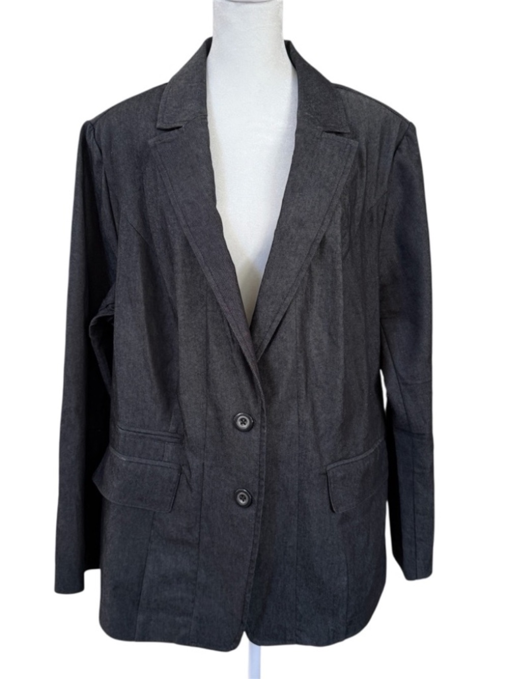 Lane Bryant Size 18 Charcoal Denim Blazer Jacket Stretch Tailored Workwear‎